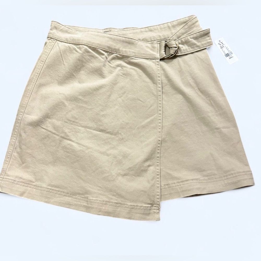 New York & Company Tan A-Line Mini Skirt with Attached Belt